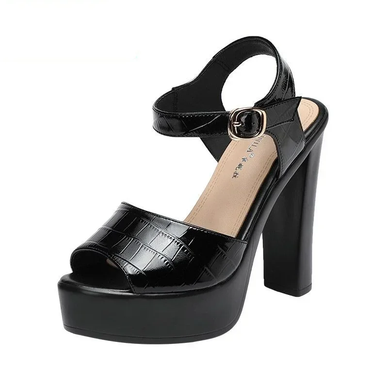 Summer Clothing Stores - Sandalias de cuero genuino de 10cm