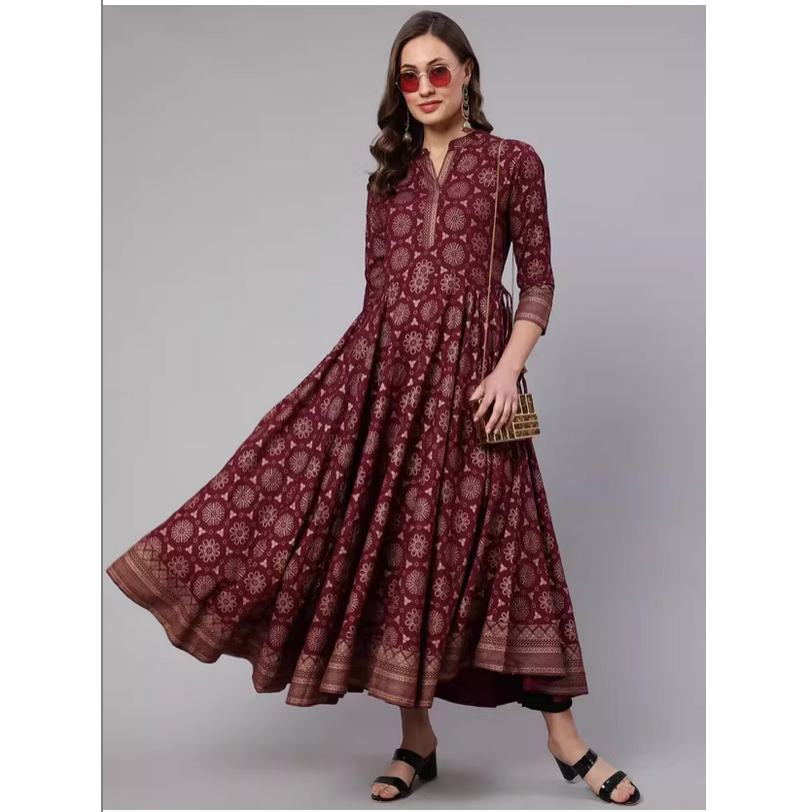Summer Clothing India - Colección Primavera/Verano, Vestido Largo Rojo Burdeos