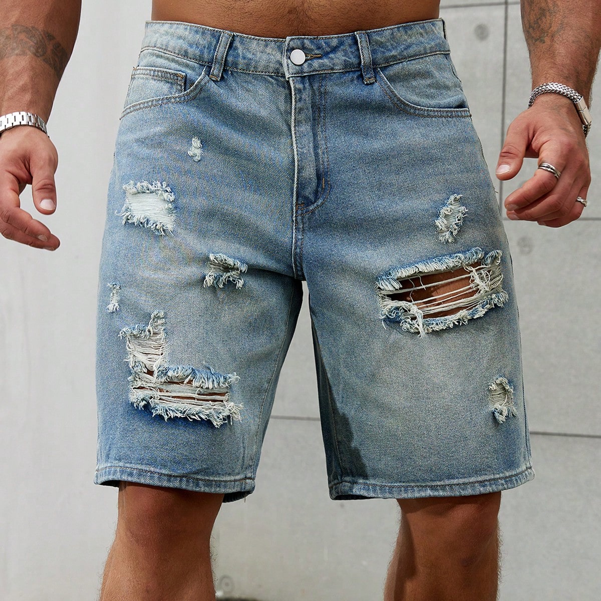 Pantalones vaqueros cortos ras - Summer Clothing Brands Men reseña y precio
