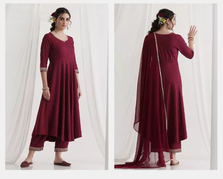 Conjunto de Kurta étnica color - Summer Clothing India reseña y precio