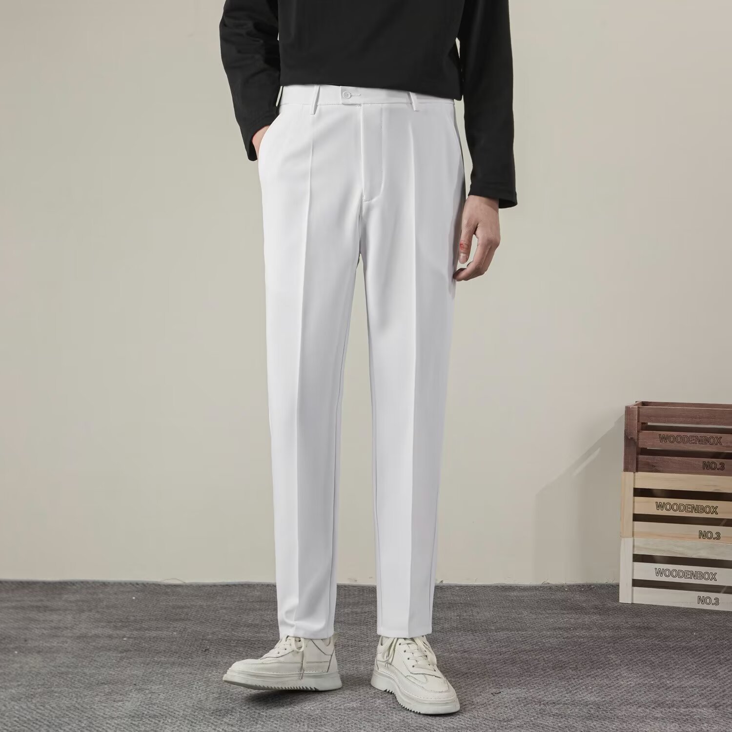 Pantalones rectos de Color sól - Summer Clothing Brands Men reseña y precio