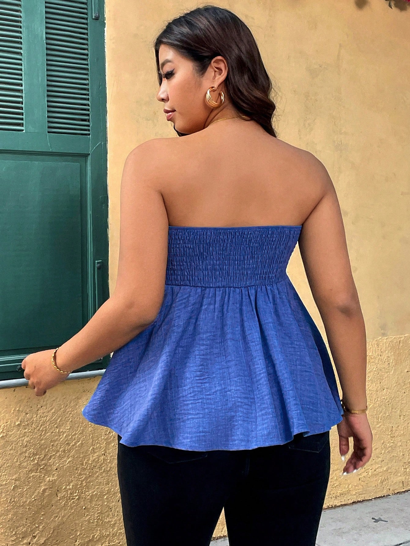 Top sin tirantes con volantes  - Summer Clothing Clearance reseña y precio