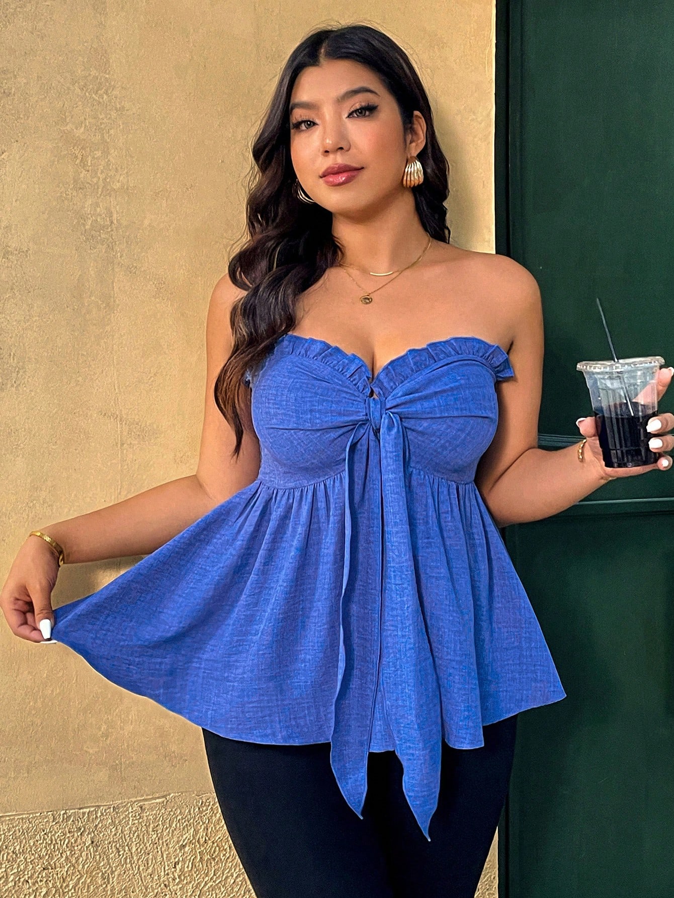 Top sin tirantes con volantes  - Summer Clothing Clearance reseña y precio
